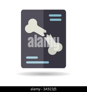 Bone fracture X-ray scan isolated vector icon. Medicine and healthcare, medical support sign. Graph symbol for medical web site and apps design, logo, Stock Vector