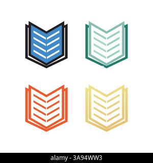 Flat Book icon set. symbol vector Illustration. Stock Vector