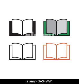 Flat Book icon set. symbol vector Illustration. Stock Vector