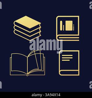 Flat Book icon set. symbol vector Illustration. Stock Vector