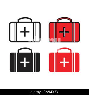 Briefcase icon set in trendy flat design. Stock Vector