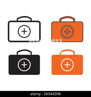 Briefcase icon set in trendy flat design. Stock Vector