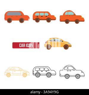 car icon flat vector illustration. Car silhouette Stock Vector