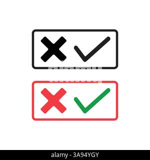 Check marks. Tick and cross vector icons Stock Vector