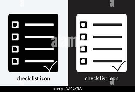 Check list icon. sign with a black background Stock Vector