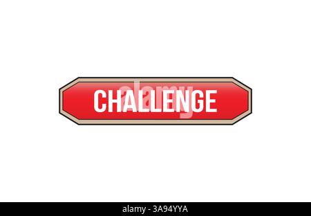 Red banner Challenge on white background. Stock Vector