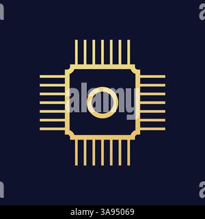 Chip icon flat vector illustration. Stock Vector