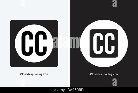 Closed captioning sign with a black background Stock Vector