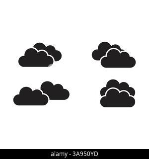 Flat cloud icon set symbol vector Illustration Stock Vector