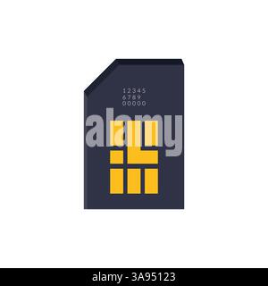 Color sim card icon flat vector illustration. Stock Vector