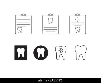 dental record icon set. style design isolated on white background Stock Vector