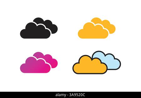 cloud icon set in flat style with background. Stock Vector