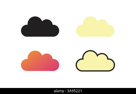 Flat cloud icon set, symbol vector Illustration Stock Vector