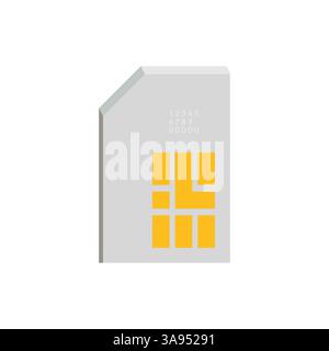 Color sim card icon flat vector illustration. Stock Vector