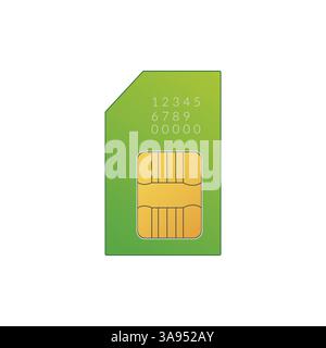 Color sim card icon flat vector illustration. Stock Vector