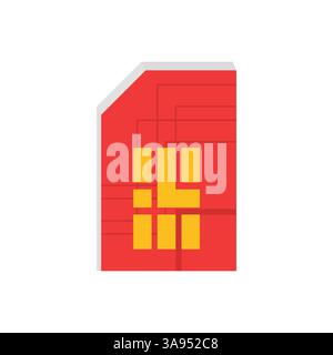 Color sim card icon flat vector illustration. Stock Vector