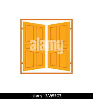 Door icon flat vector illustration. Stock Vector