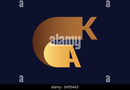 Abstract AK letter logo design template. Vector Logo Illustration Stock Vector