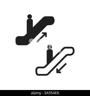 Escalator vector icon, on white background. Stock Vector