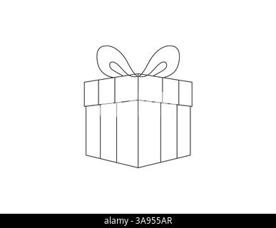 Gift box with ribbon line icon. style design isolated on white background. Stock Vector