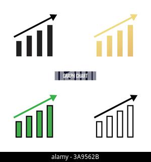Graph chart icon flat vector illustration. Stock Vector