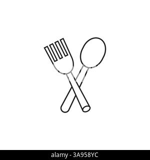 Knife and fork vector icon in black solid flat design icon isolated on white background. Stock Vector