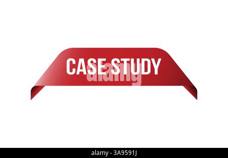 Case study red ribbon label banner. Open available now sign or Case study tag. Stock Vector
