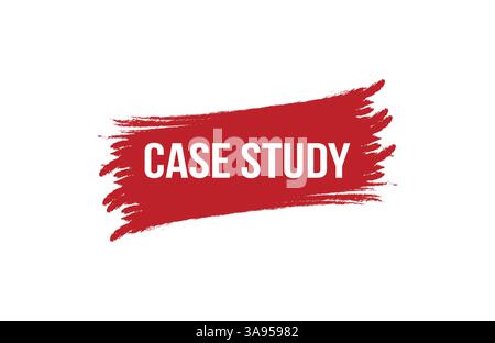 Brush style Case study red banner design on white background. Stock Vector