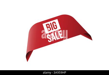 Red banner big sale on white background. Stock Vector