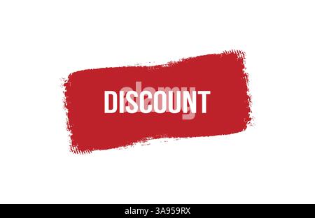 Brush style Discount red banner design on white background. Stock Vector