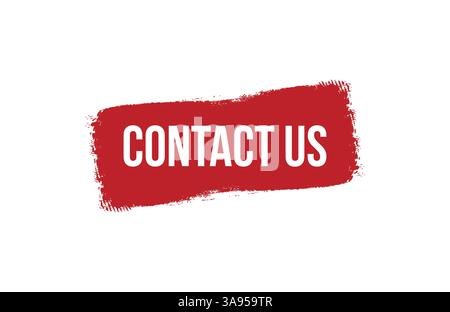 Brush style contact us red banner design on white background. Stock Vector