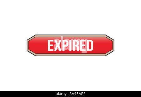 Expired red ribbon label banner. Open available now sign or expired tag. Stock Vector
