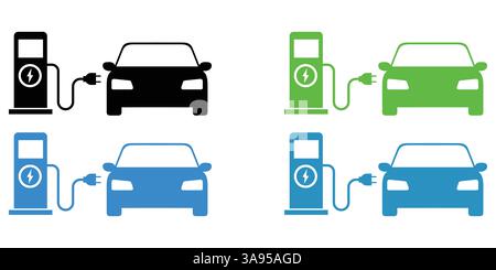 Electric car charging station icon. Vector icon isolated on white background. Stock Vector