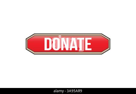 Red banner Donate on white background. Stock Vector