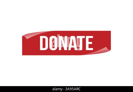 Red banner Donate on white background. Stock Vector