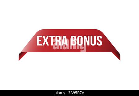 Red banner Extra bonus on white background. Stock Vector