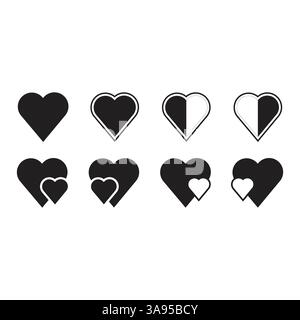 Flat Heart icon set symbol vector Illustration Stock Vector Image & Art ...