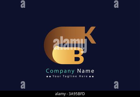 Abstract bk letter logo design template. Vector Logo Illustration. Stock Vector