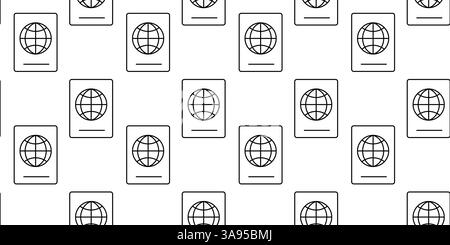 Multiple passport designs featuring globes arranged in a neat pattern Stock Vector