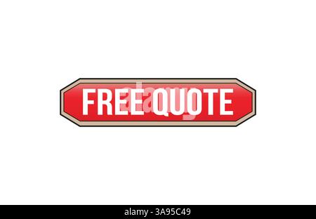 Red banner free quote on white background. Stock Vector