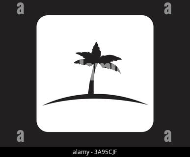Coconut tree icon, palm tree vector silhouette with black and white Stock Vector