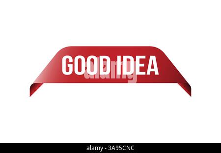 Red banner Good idea on white background. Stock Vector
