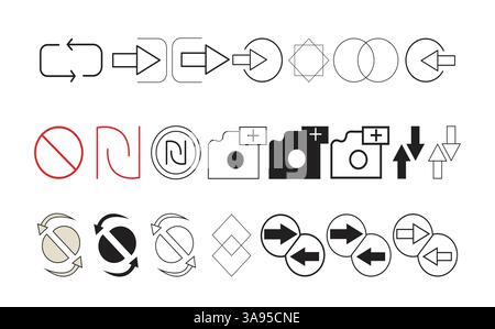 Merge, swap, camera plus icon set .style design isolated on white background Stock Vector