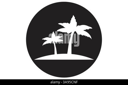 Coconut tree icon, palm tree vector silhouette with black and white Stock Vector