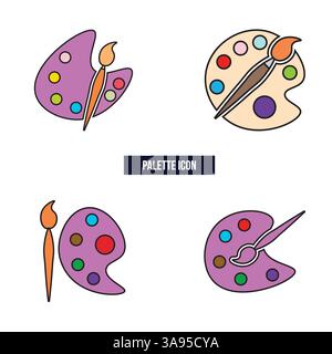 Flat palette icon symbol vector Illustration. Stock Vector