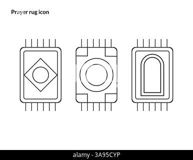 Prayer rug icon set.style design isolated on white background Stock Vector