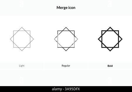 merge icon. Light Regular And Bold style design isolated on white background Stock Vector