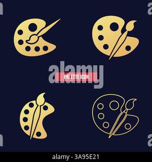 Flat palette icon symbol vector Illustration. Stock Vector
