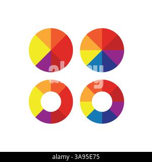 Pie chart icon set flat vector illustration. Stock Vector