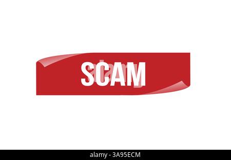 Red banner Scam on white background. Stock Vector